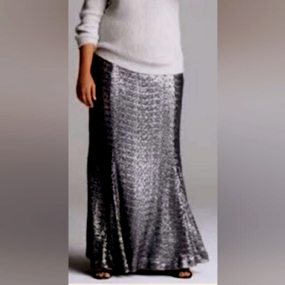 Lane Bryant Charcoal Gray Sequin Maxi Skirt